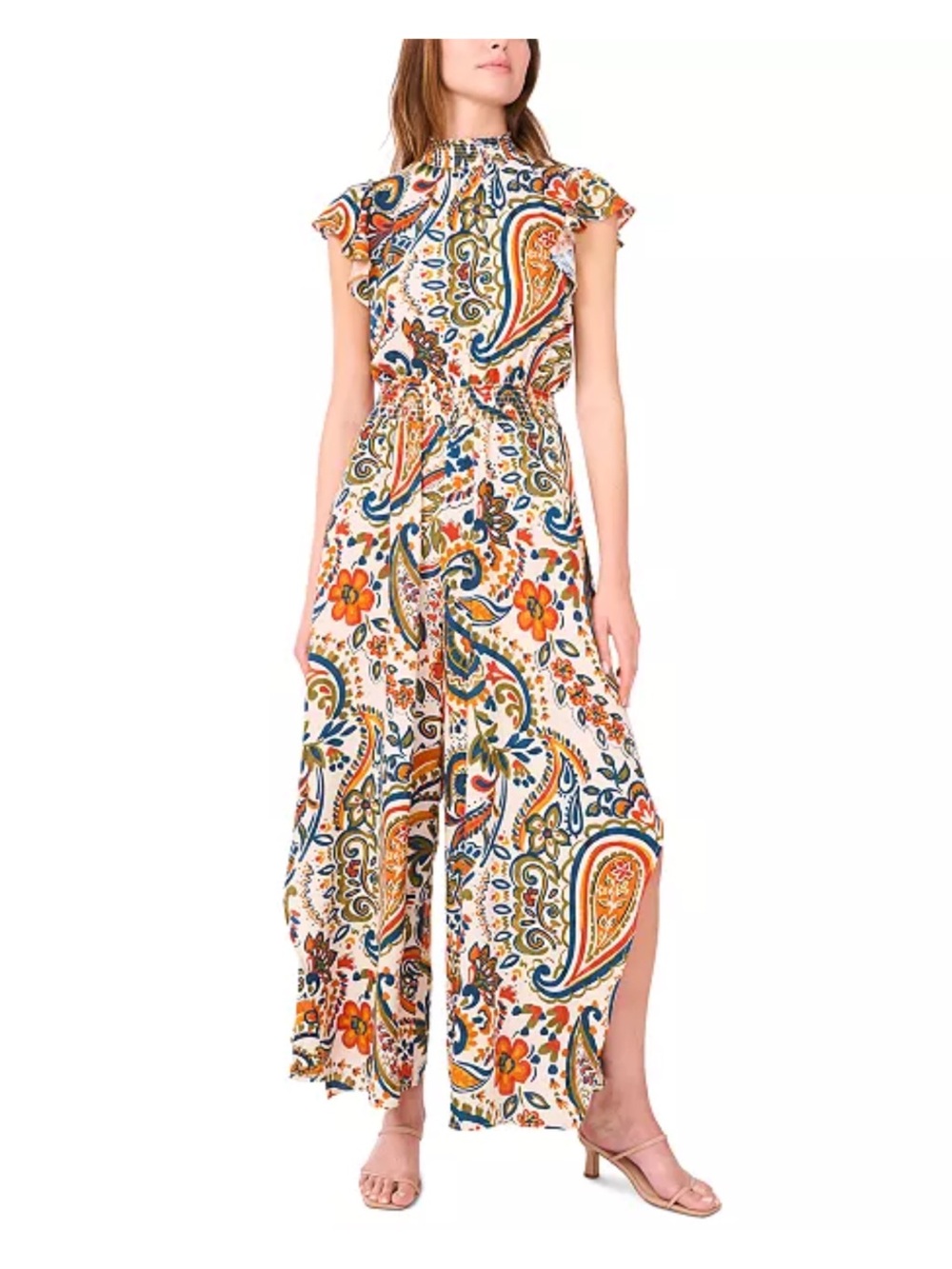 ★ Halogen® NWT Flutter Sleeve Spring/Summer Wide Leg Jumpsuit In Floral White ★